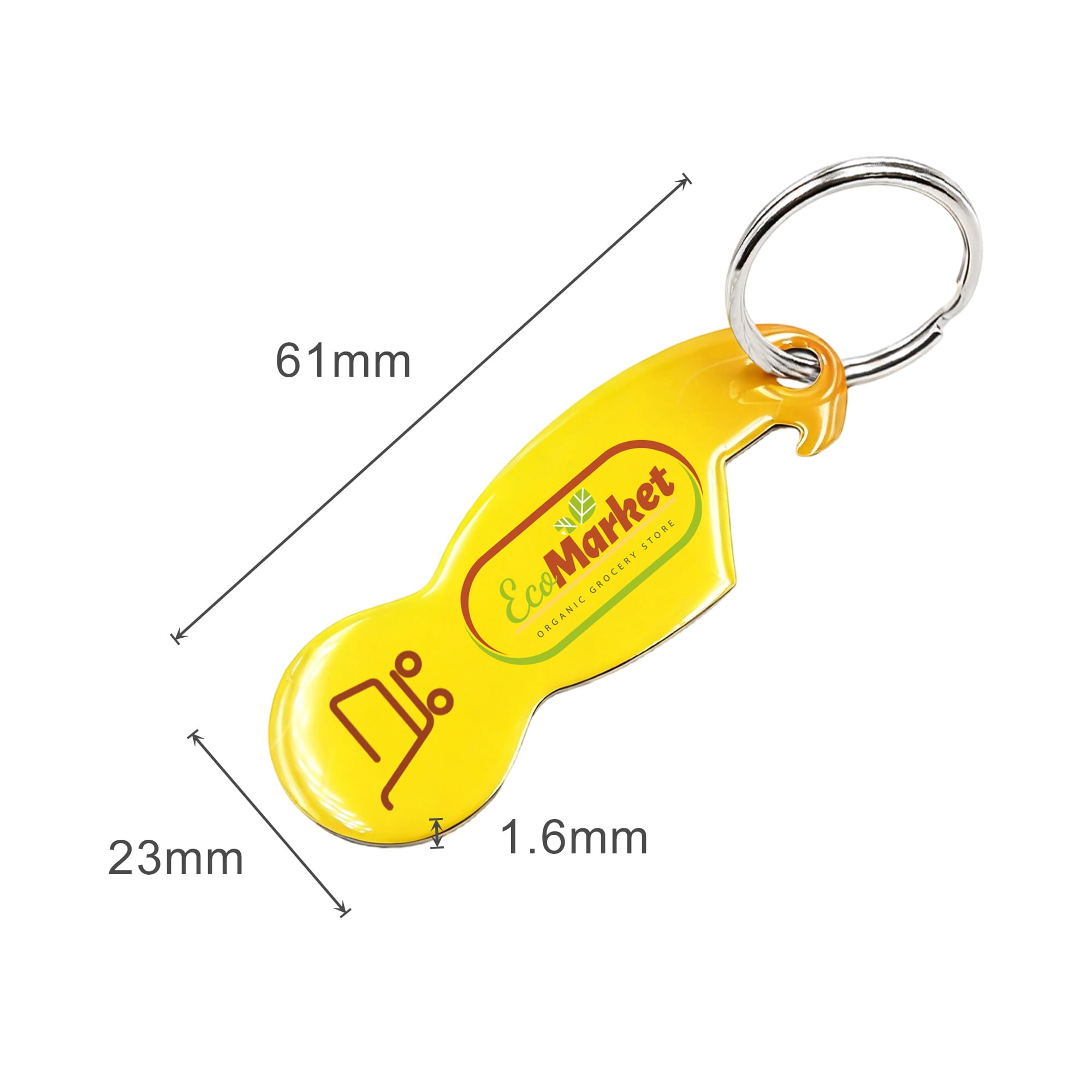 Alternative view of Custom Shape Trolley Coin Keyring Bottle Opener