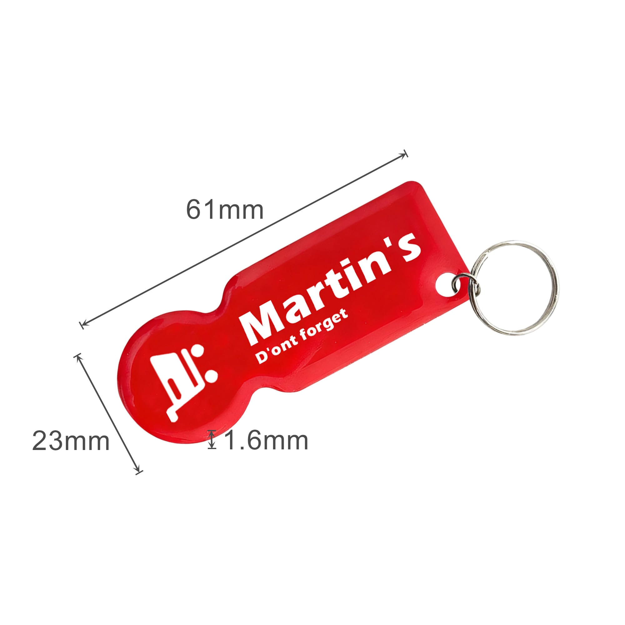 Alternative view of Custom Shape Trolley Coin Keyring
