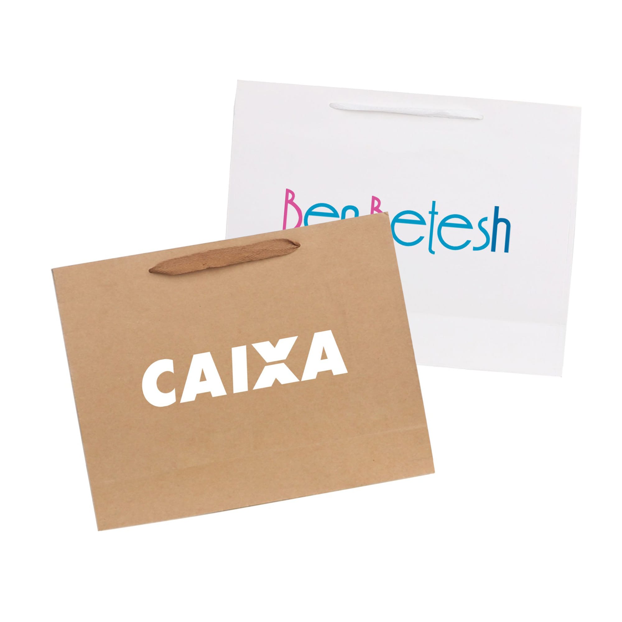 Large Crosswise Paper Bag with Fabric Flat Handle(320 x 250 x 110mm)