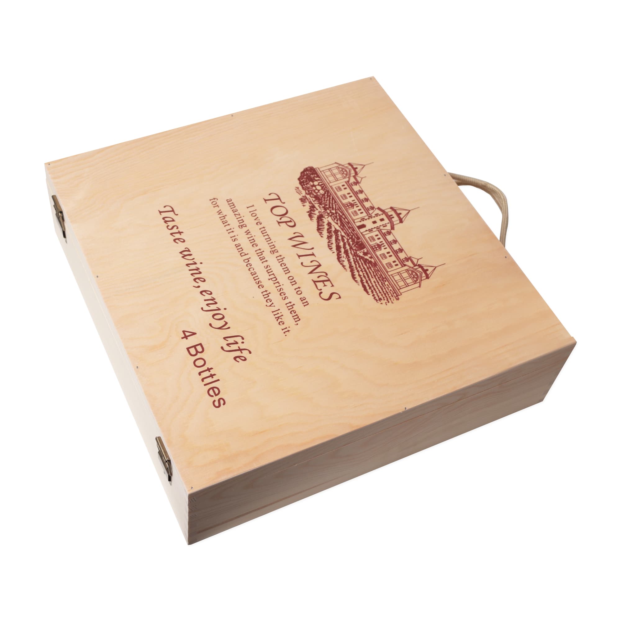 Four Bottles Vintage Wine Wooden Box - PCPB575 Image 