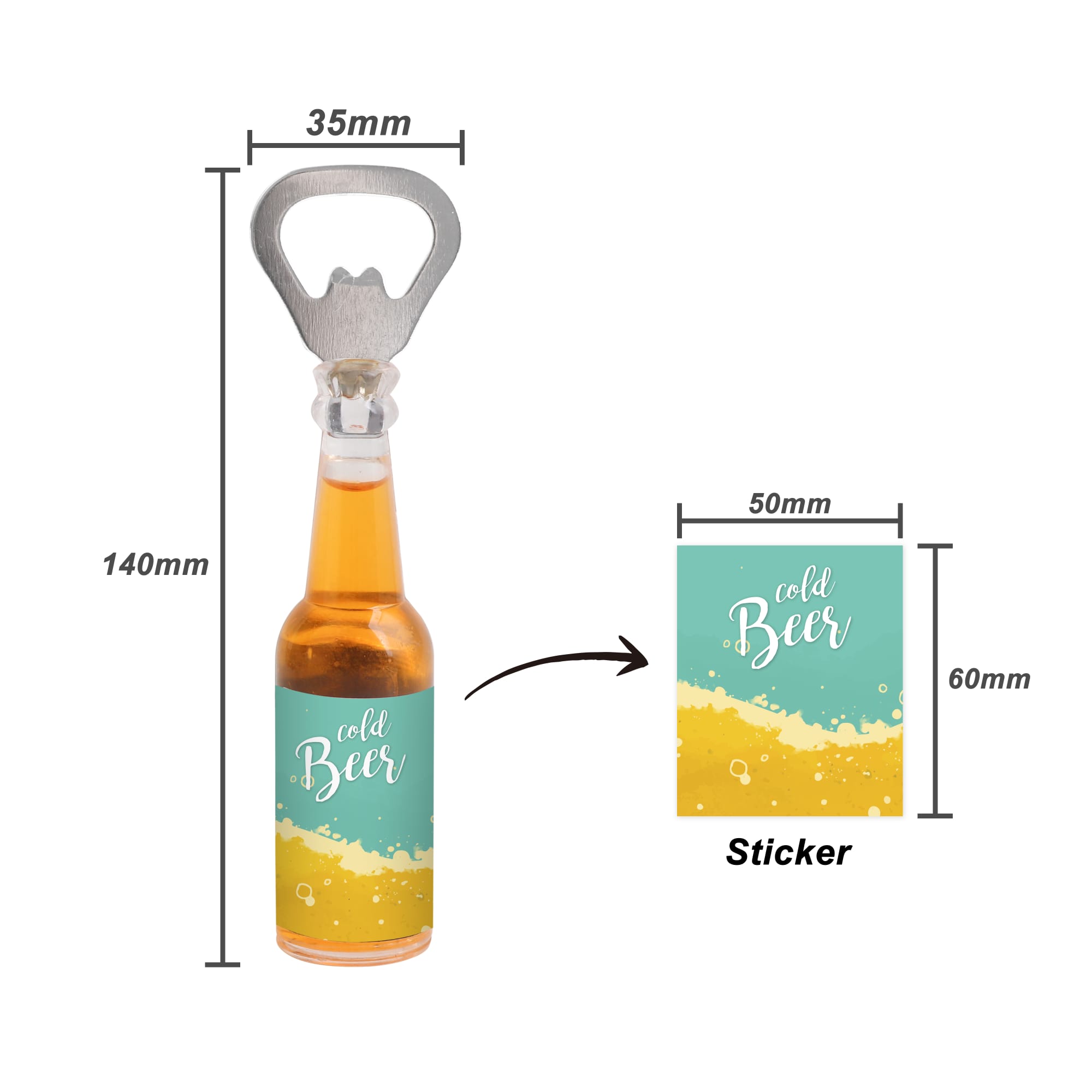 Bottle Shaped Opener with Fridge Magnet - PCH658 Image 