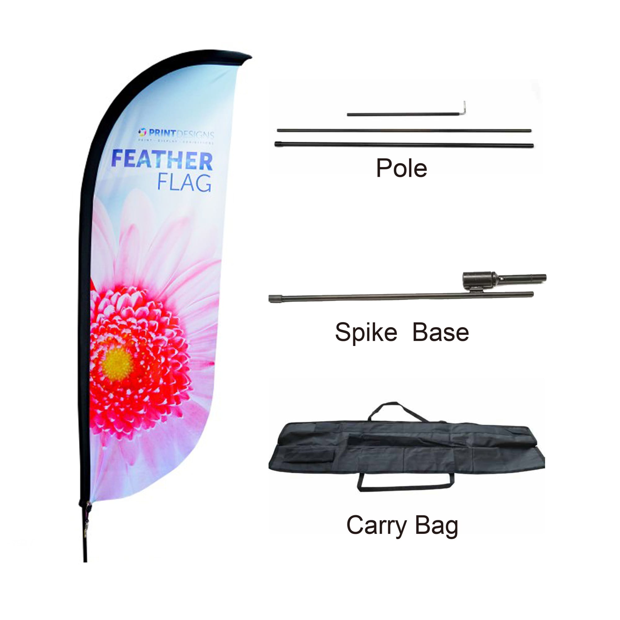 Small(65.3*200cm) Convex Feather Banners 9ft