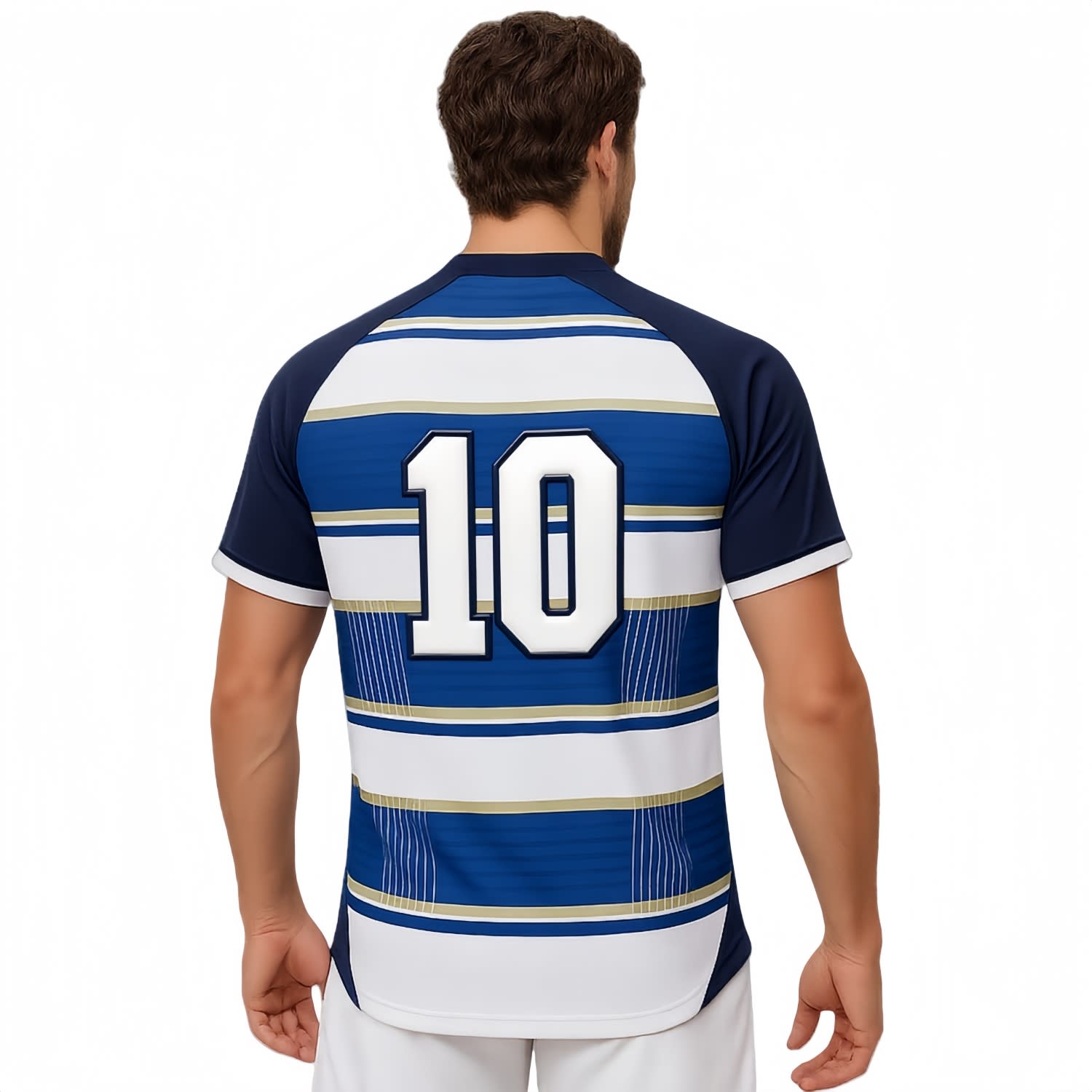 Alternative view of 100% Polyester Micro Mesh Sublimated Asymmetric Bottom Hem V-Neck Raglan Tee Shirt