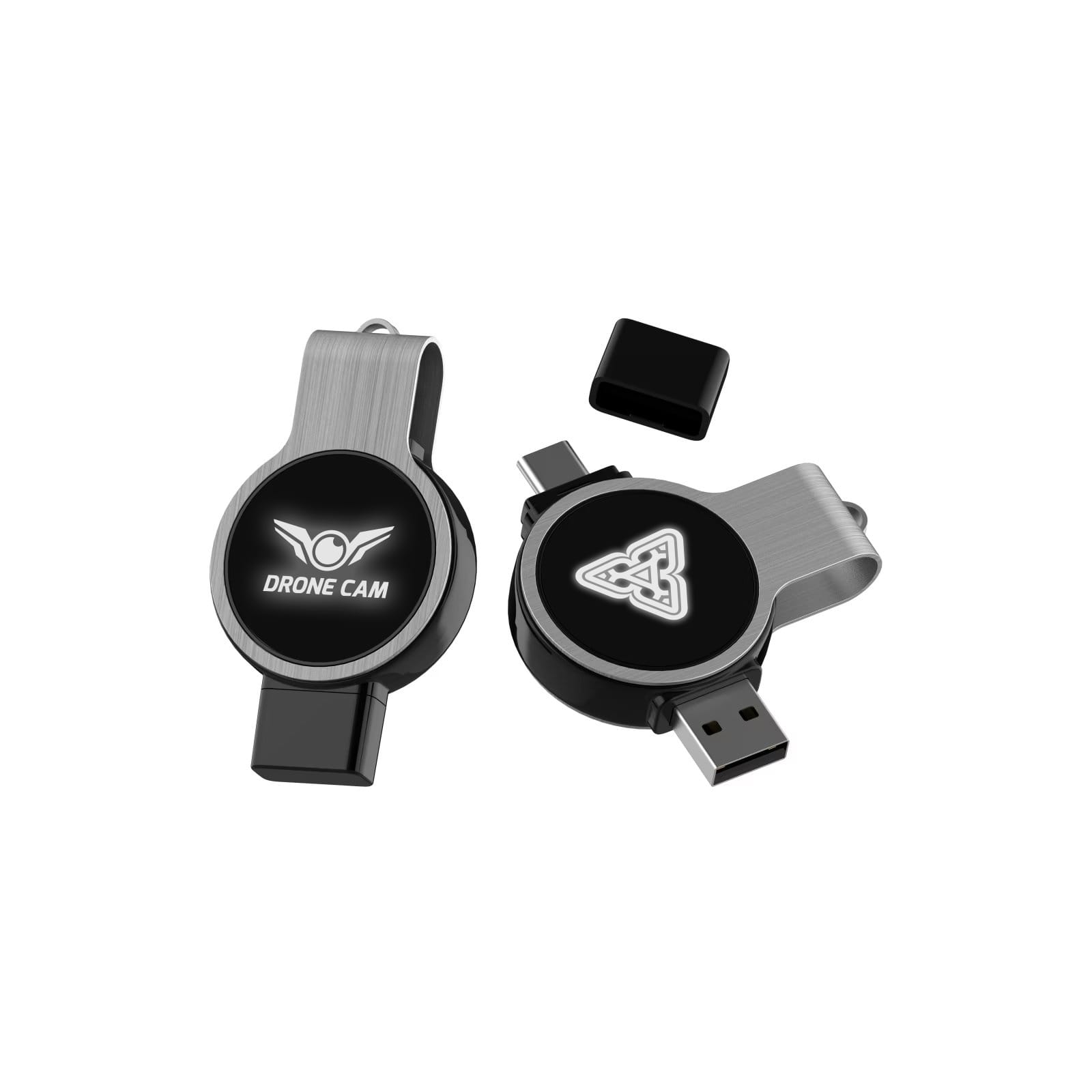 Alternative view of Double Ended Swivel Lighting Logo Flash Drive