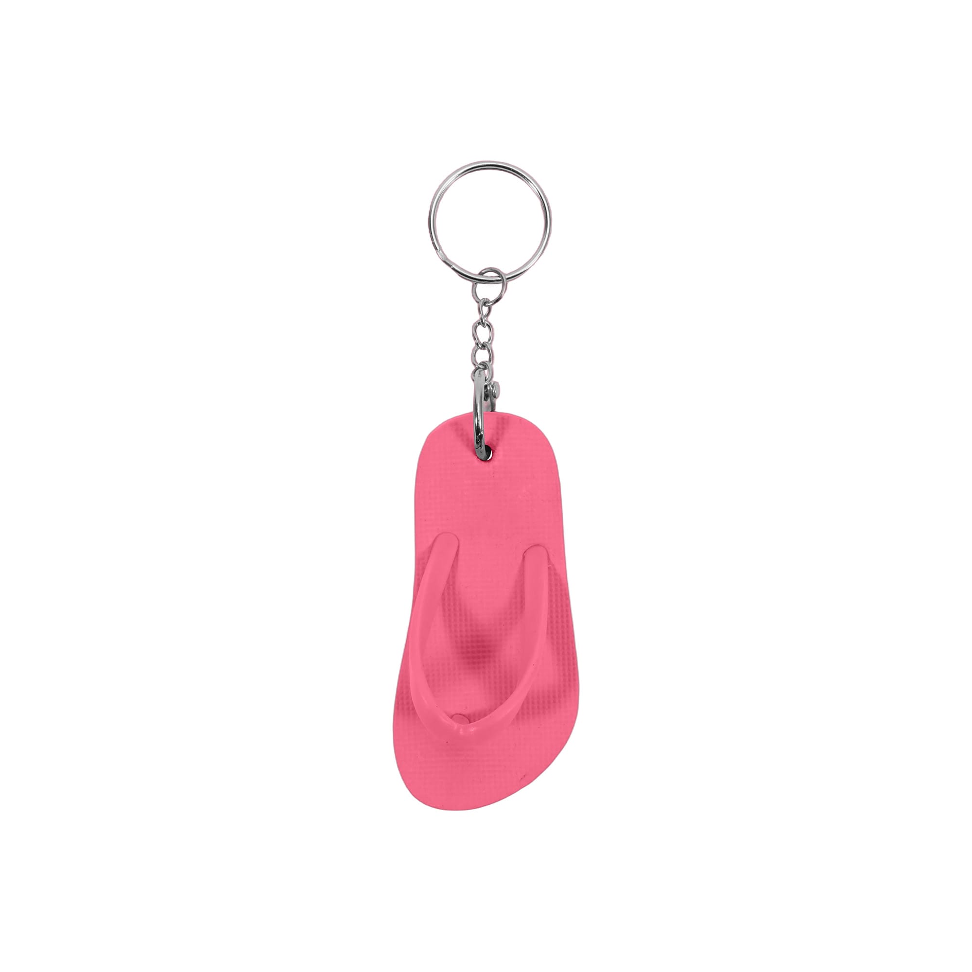 A pink thong-shaped keyring with a silver keychain attachment.