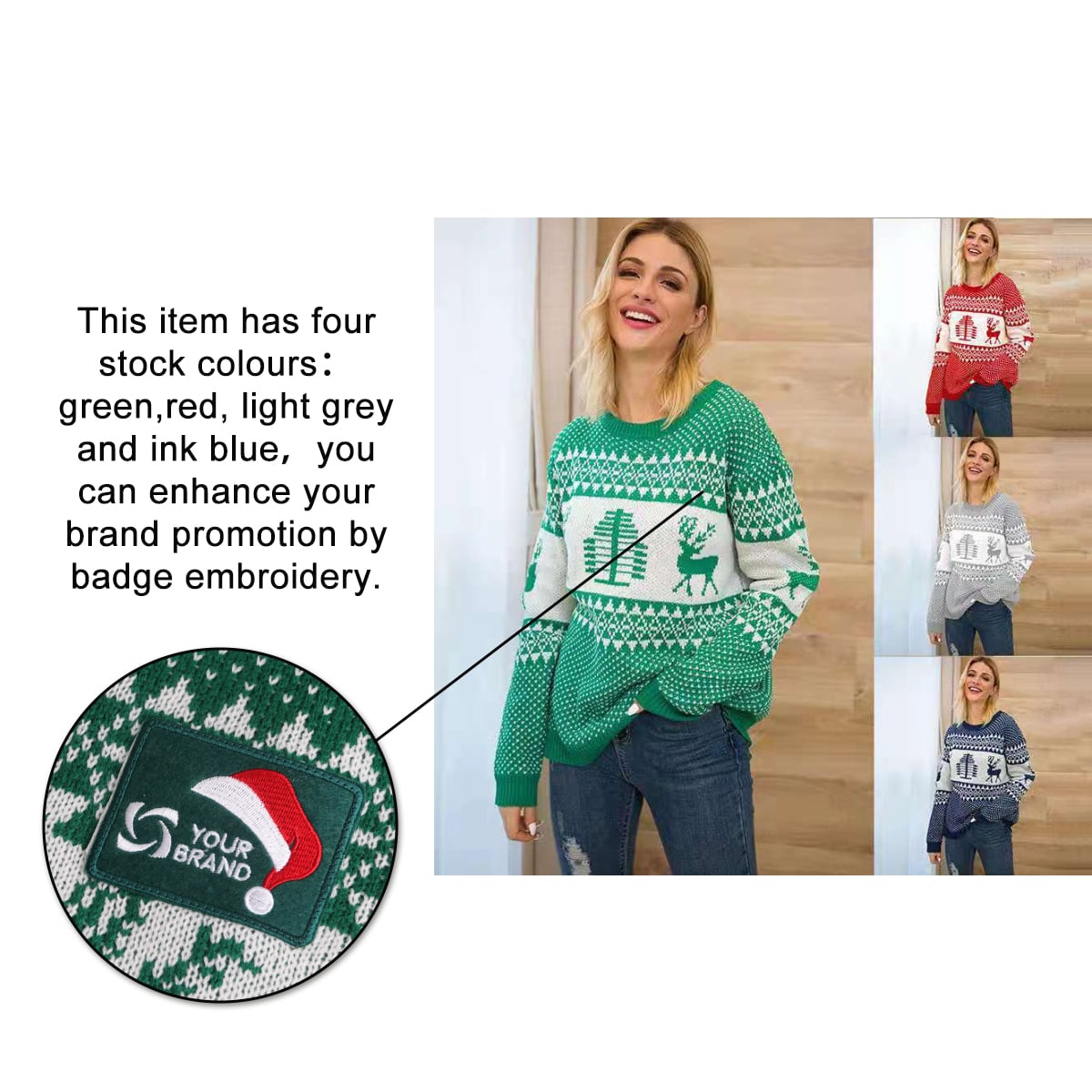 Unisex Acrylic 2 Colours Jacquard Christmas Jumper - PCC520 Image