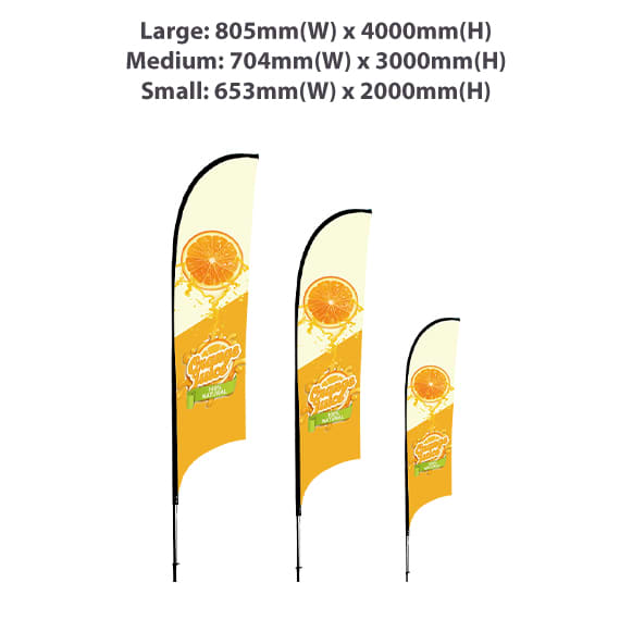 Medium(70.4*300cm) Concave Feather Banners 13ft