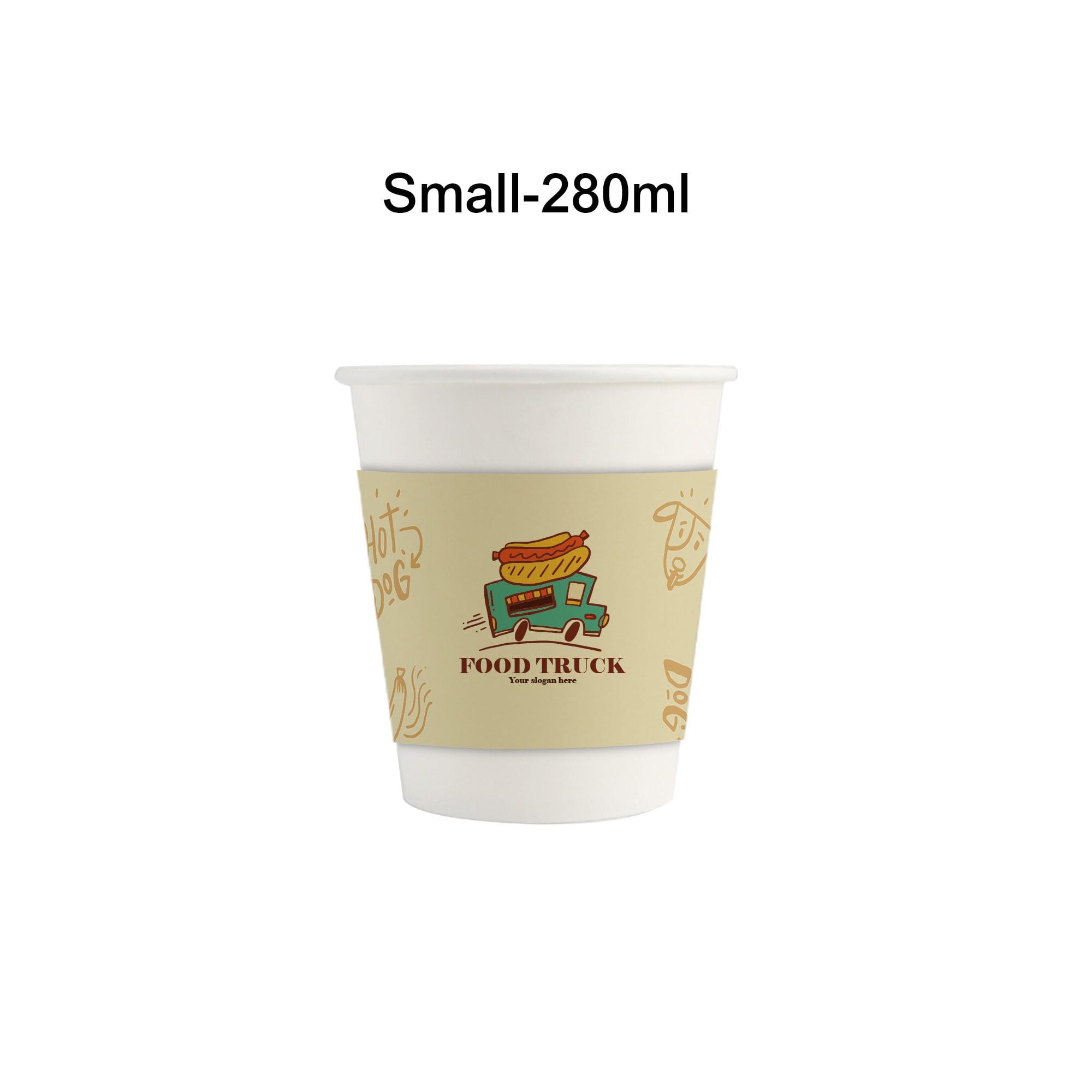 Alternative view of Home Compostable Aqueous Single Wall Paper Cups with Cup Sleeve