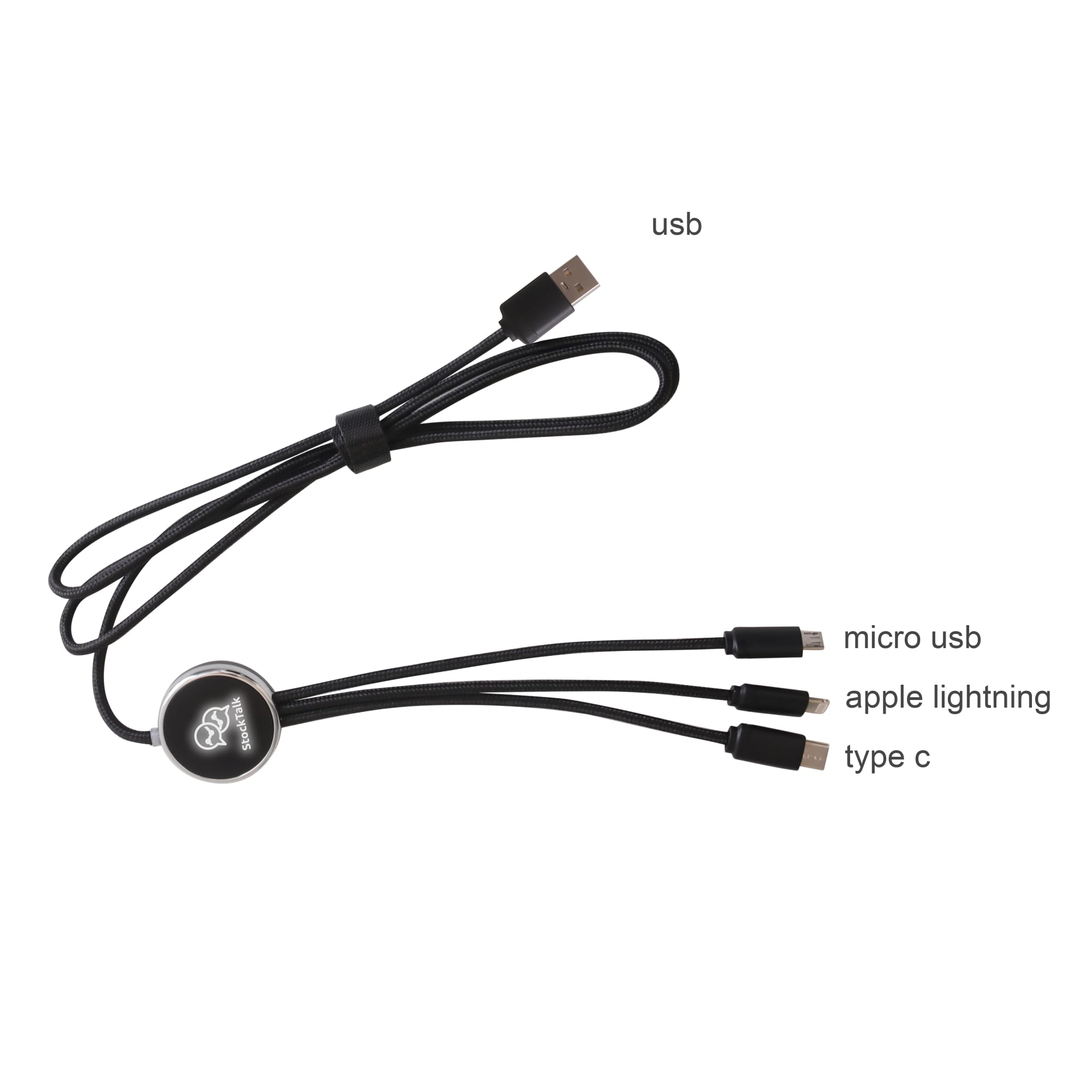 3-In-1 Light Up 1.2m Long Charging Cable - PCBA122 Image 