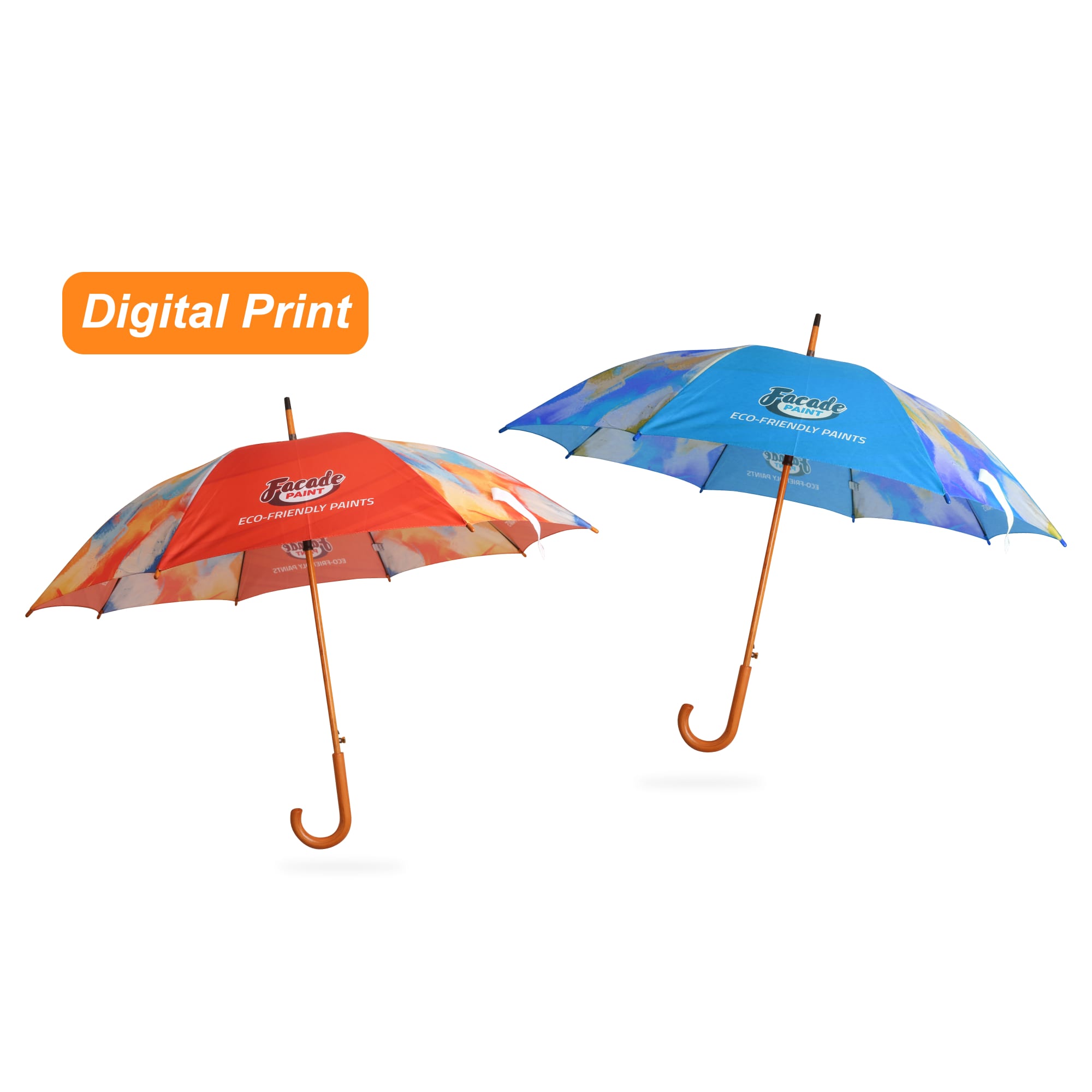 Alternative view of RPET Wooden Umbrella with Curved Handle