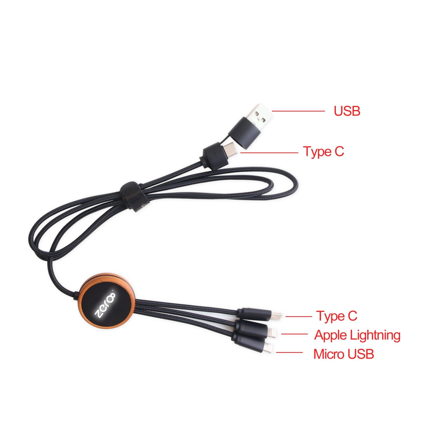 Long Light Up Charging Cable - Round Shape - PCBA118 Image 
