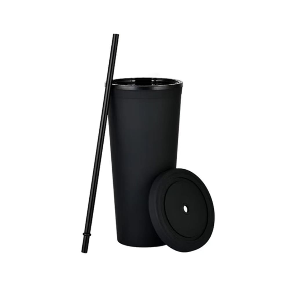 24oz Matte Plastic Cups with Lids & Straws - PXD279 Image 