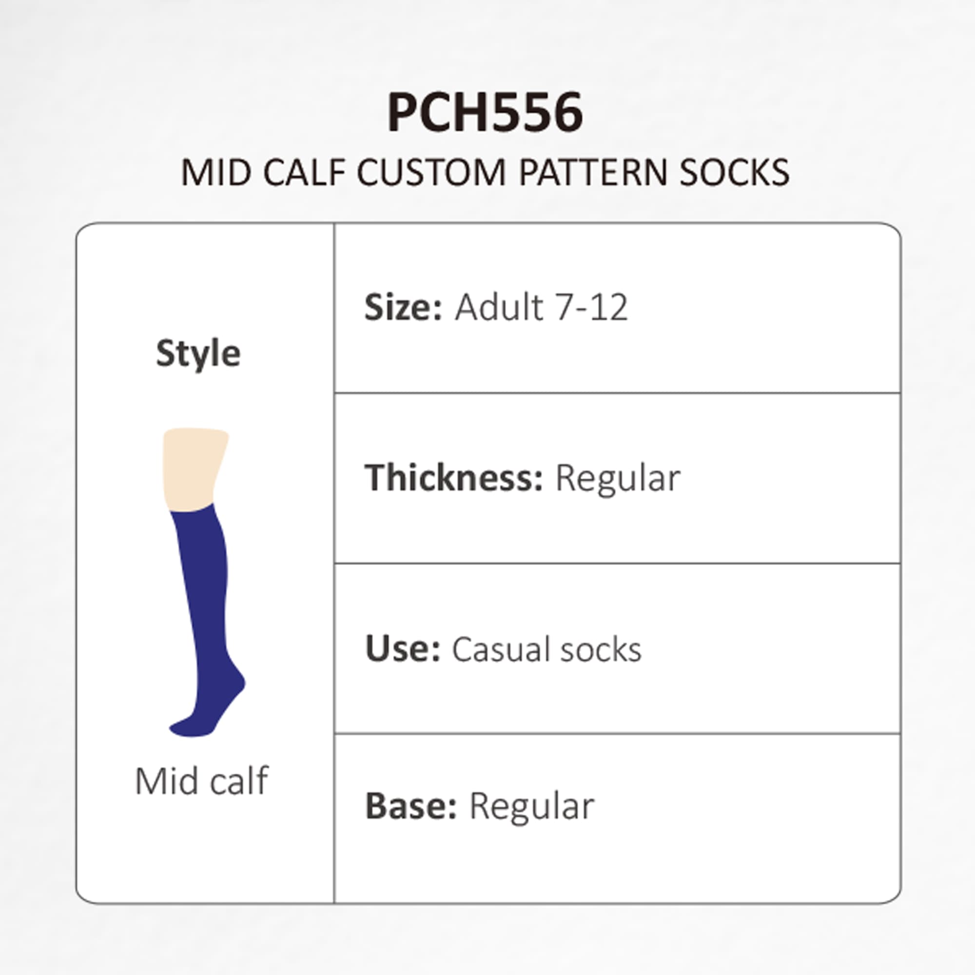 Mid Calf Custom Pattern Socks - PCH556 Image