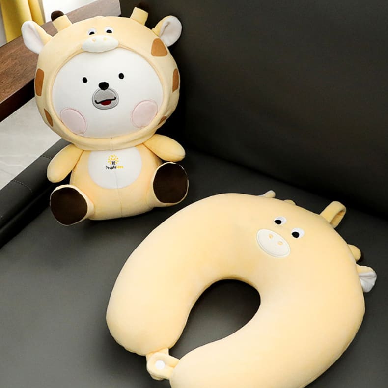 Sitting Animal Shaped 2 In 1 Travel Pillow - PCTP007 Image 