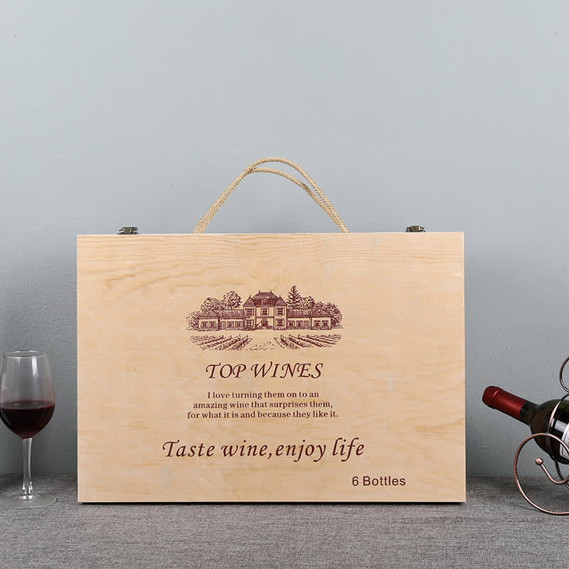 Six Bottles Vintage Wooden Wine Box - PCPB590 Image 
