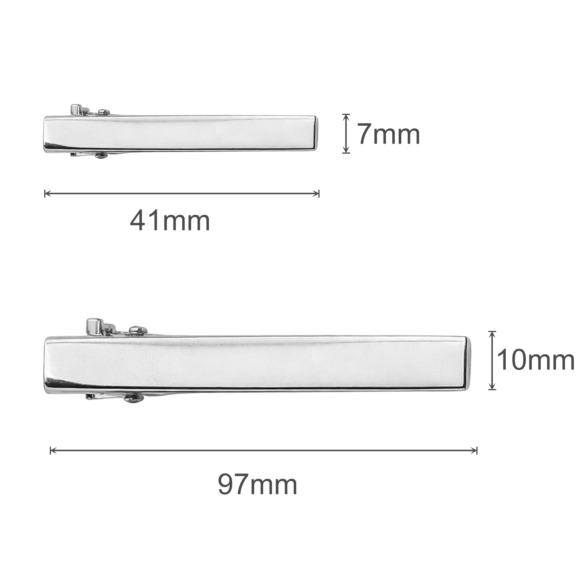 An oval acrylic hair clip in a sleek design, featuring a shiny silver finish with specific dimensions.