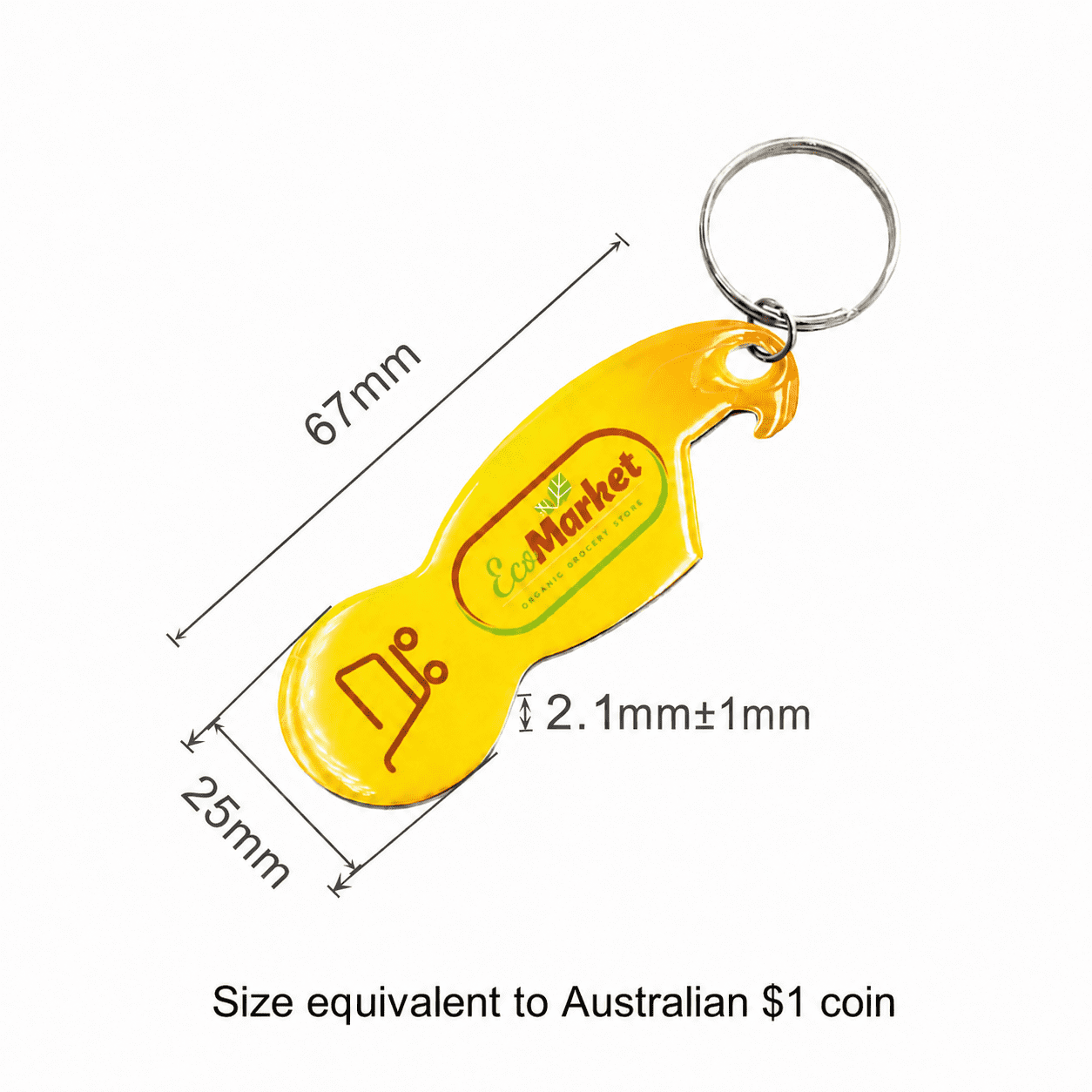 Custom Shape Trolley Coin Keyring Bottle Opener
