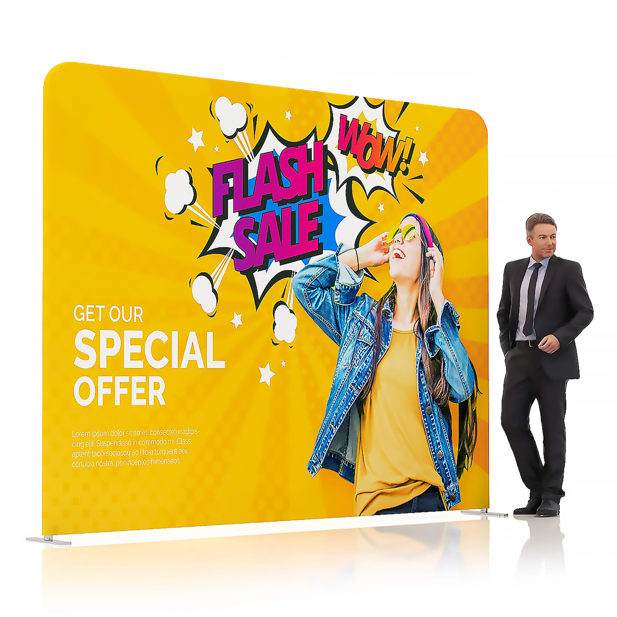 3m Straight Tension Fabric Display Wall - POS255 Image 