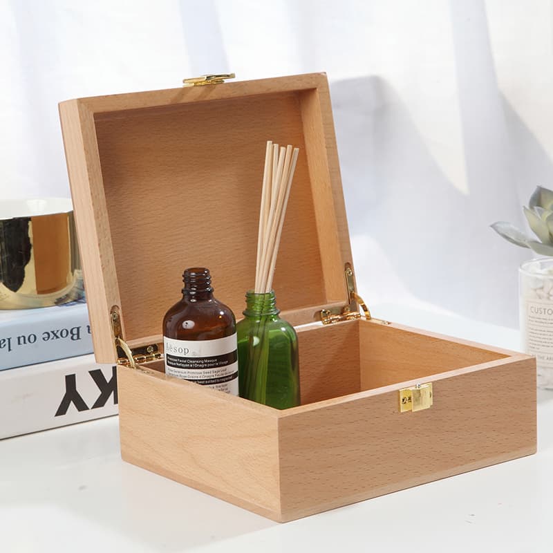 Wooden Box With Hinged Lid