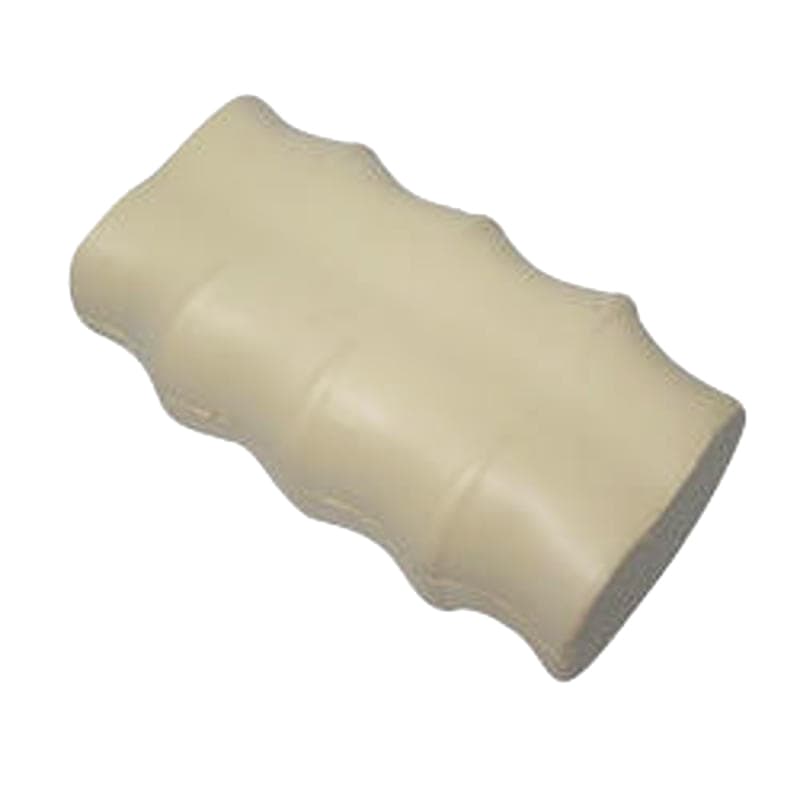 A cream-coloured spine-shaped stress reliever with a ridged design, ideal for keyring attachment.