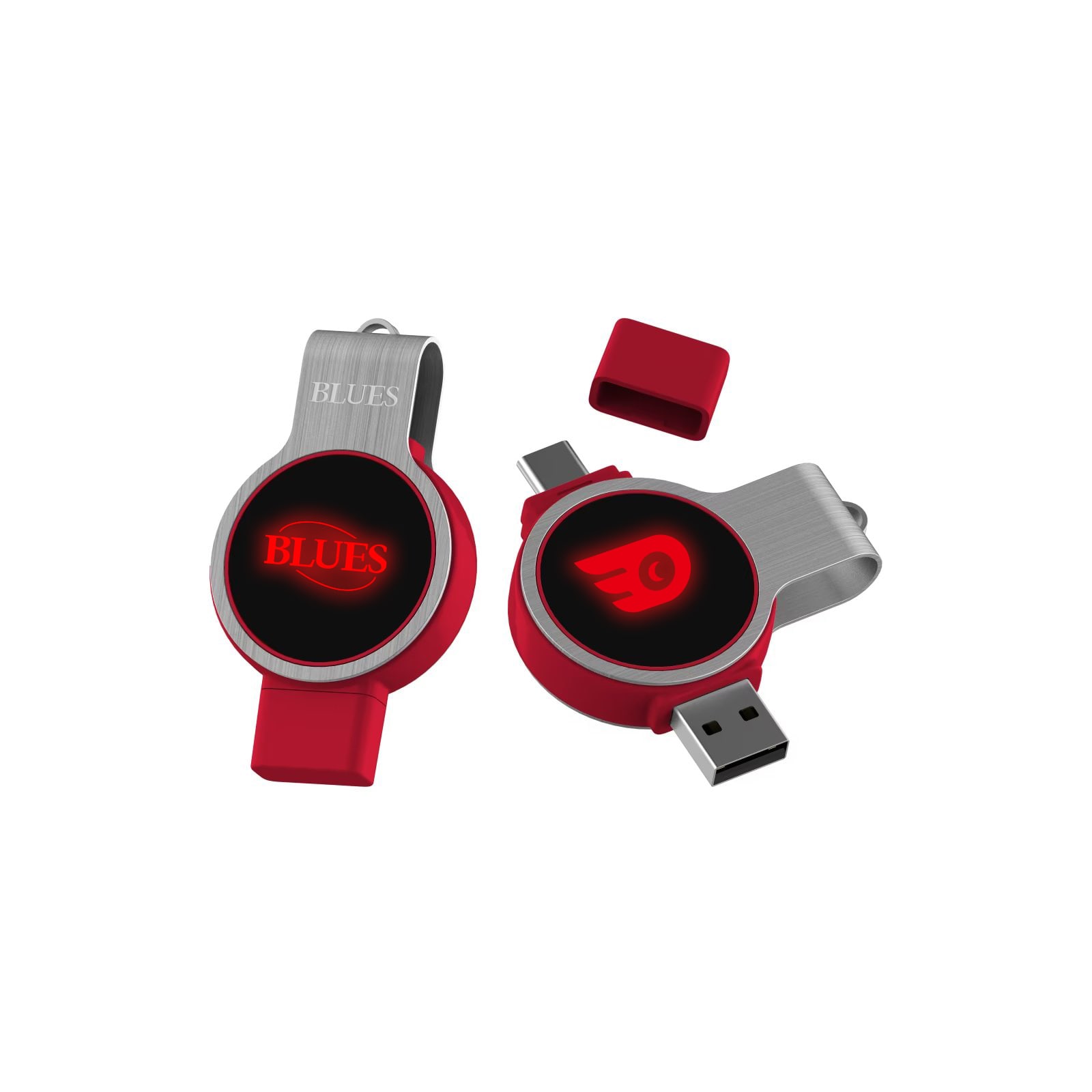 Double Ended Swivel Lighting Logo Flash Drive - PCU962 Image 