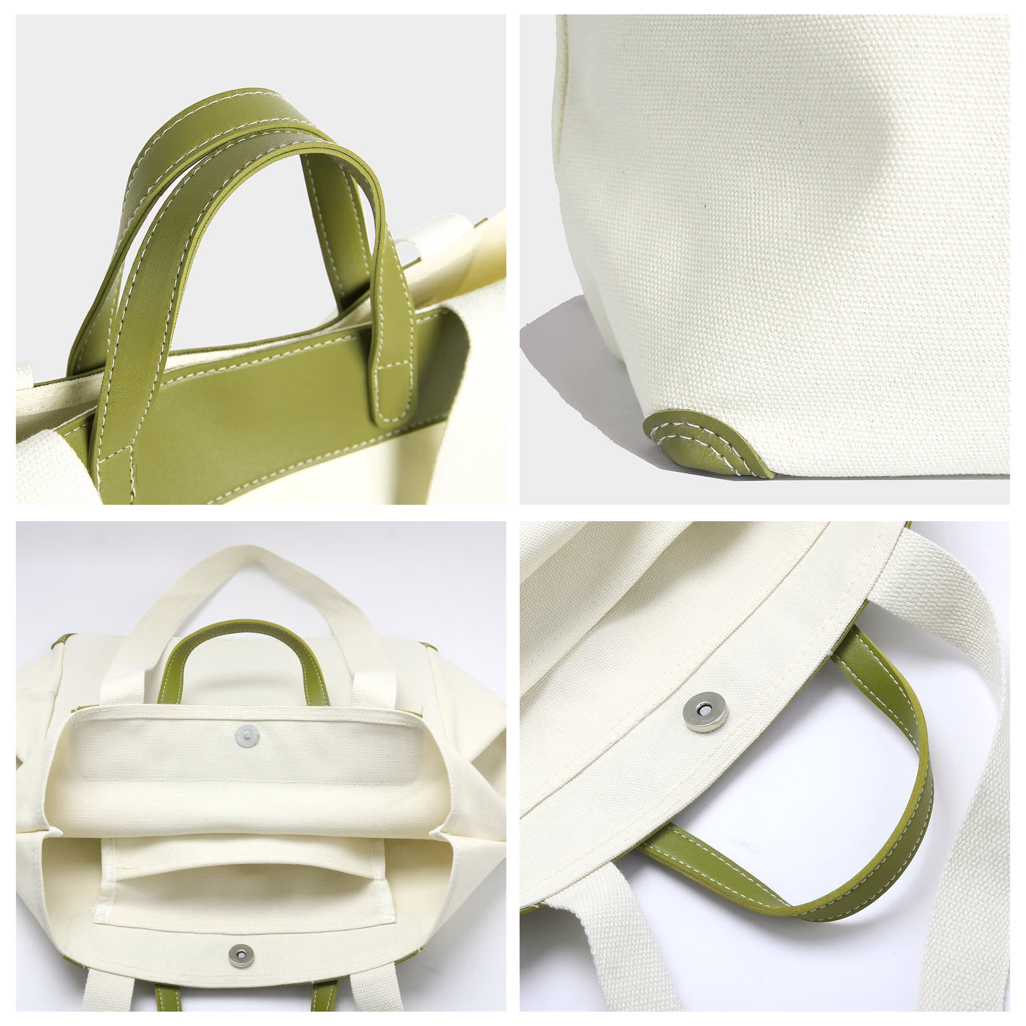 Canvas Bag With Leather Handle