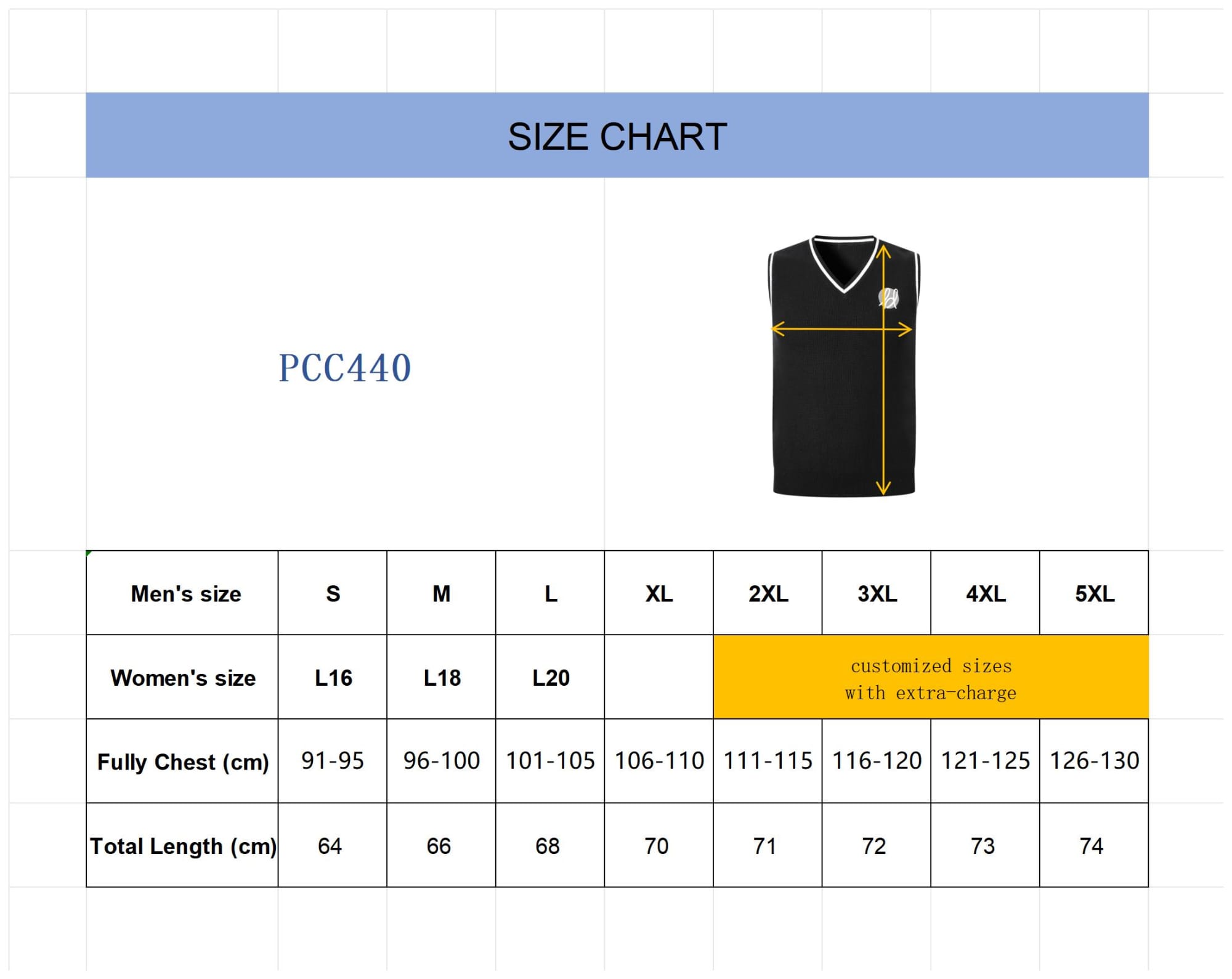 Men’s Cotton Spandex V-neck knit vest - PCC440 Image 