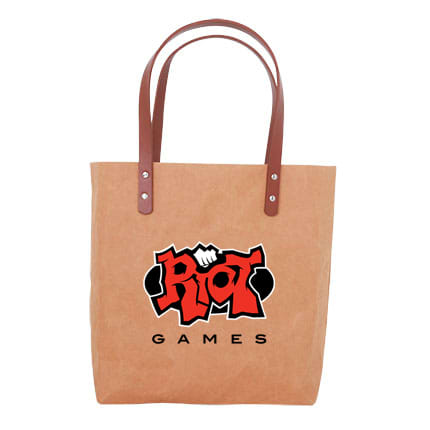 Washable Kraft Paper Bag with PU Handle(390x330x100mm) - PCPB186 Image 