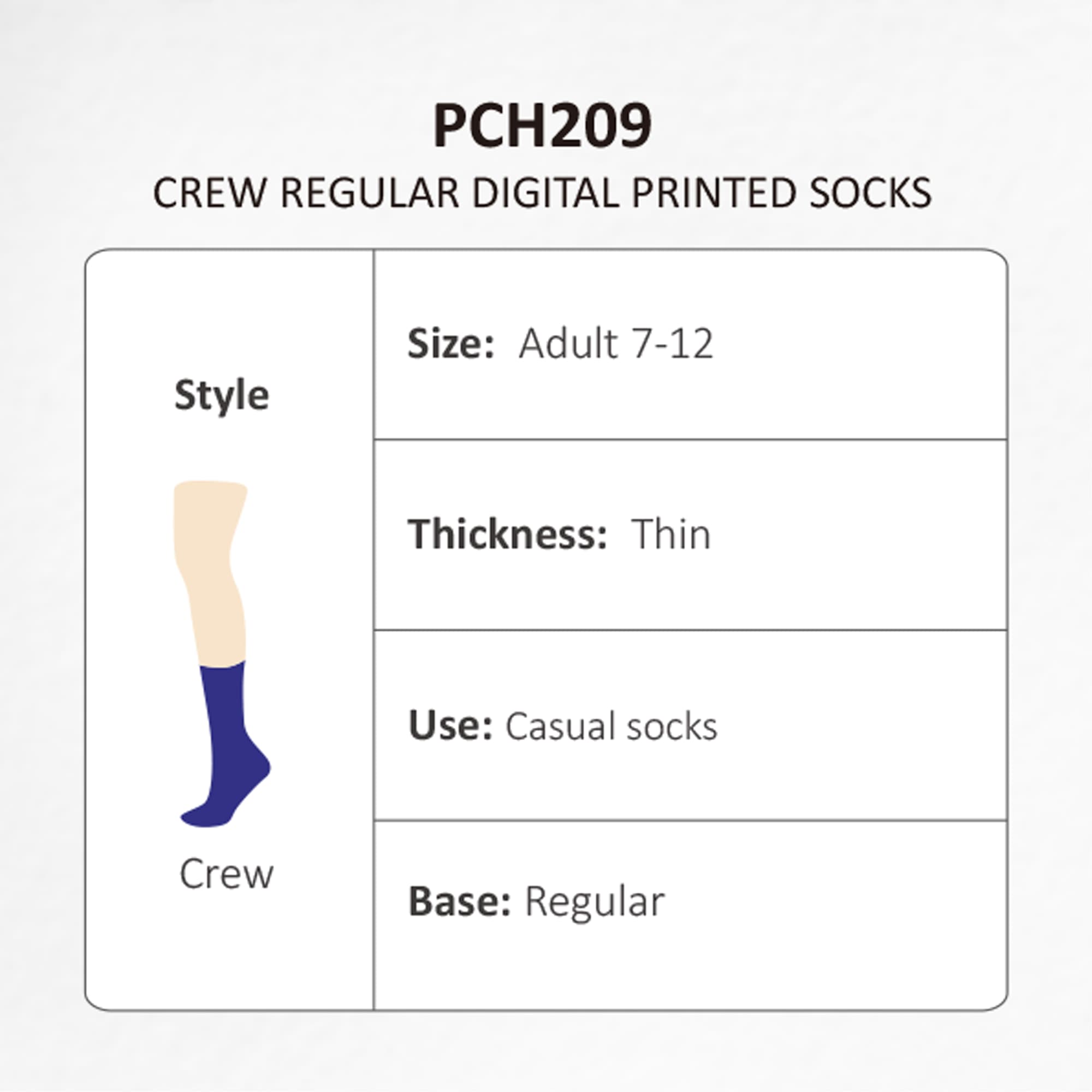 Crew Regular Digital Printed Socks - PCH209 Image