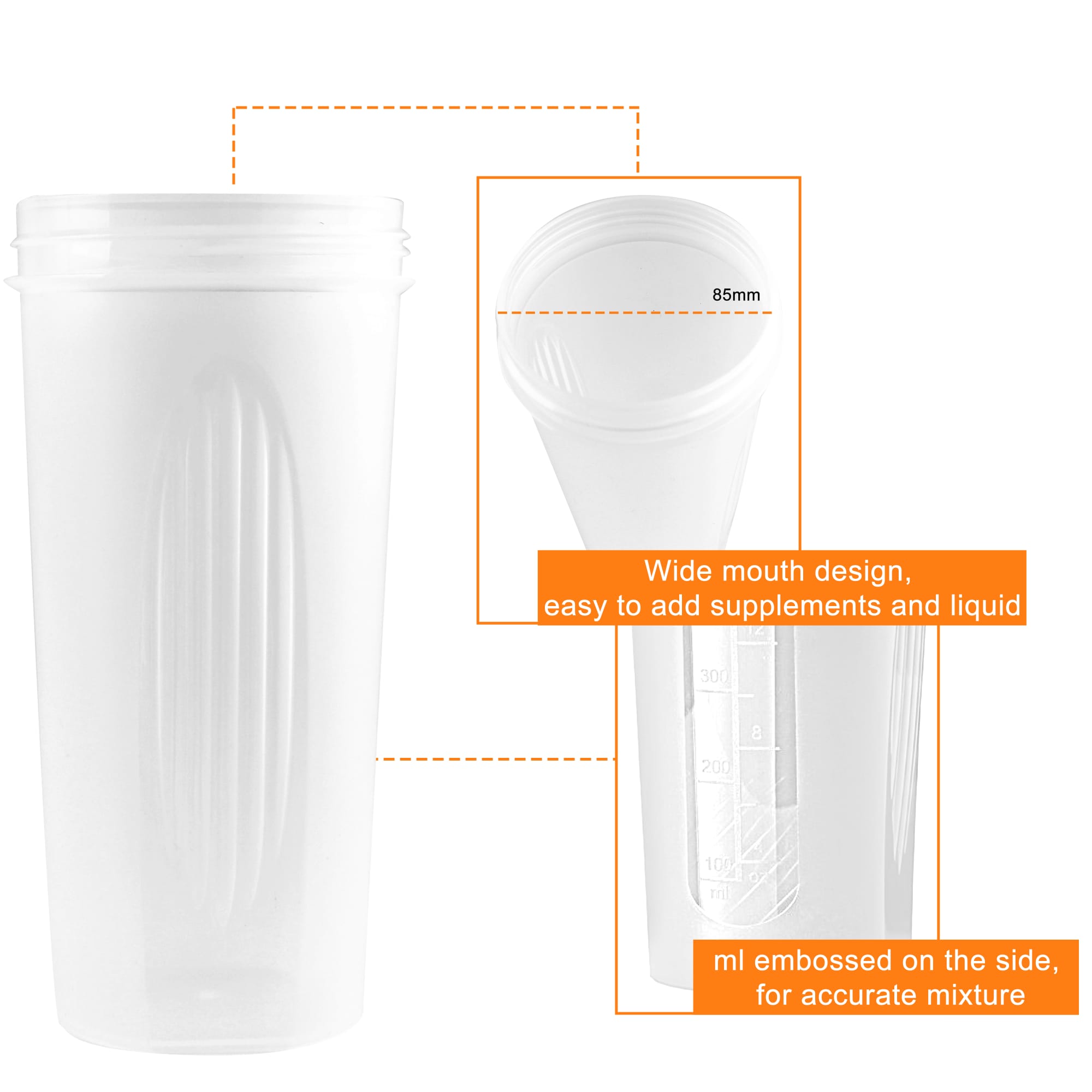 BPA Free Fitness Shaker Bottle 600ml