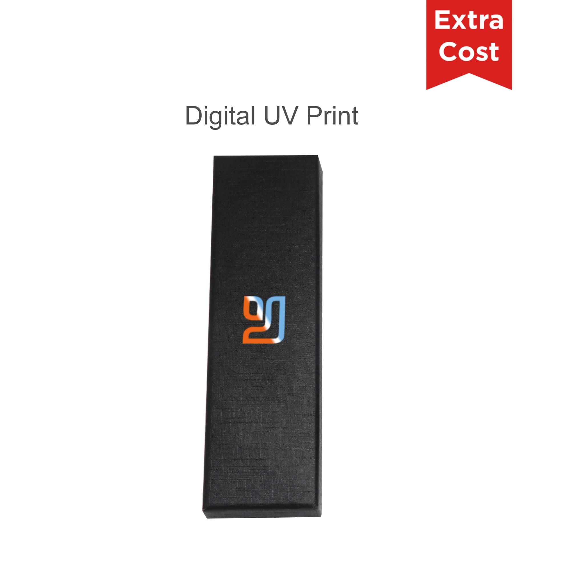 A black box with a logo, designed for a digital UV print product.