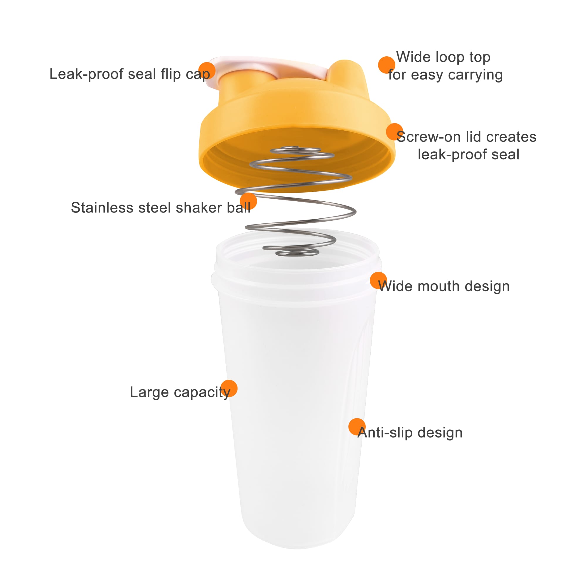 BPA Free Fitness Shaker Bottle 600ml - PXD271 Image