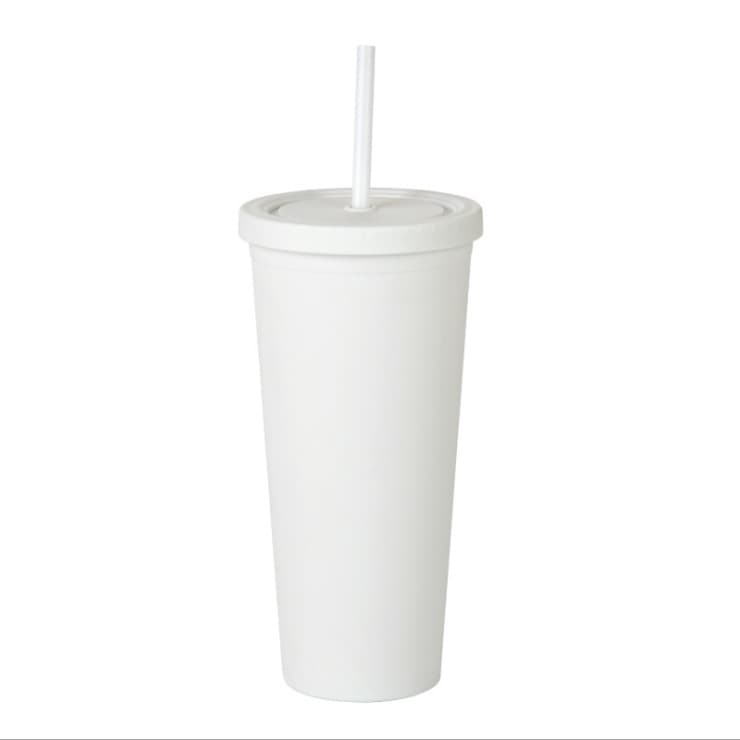 24oz Matte Plastic Cups with Lids & Straws - PXD279 Image 