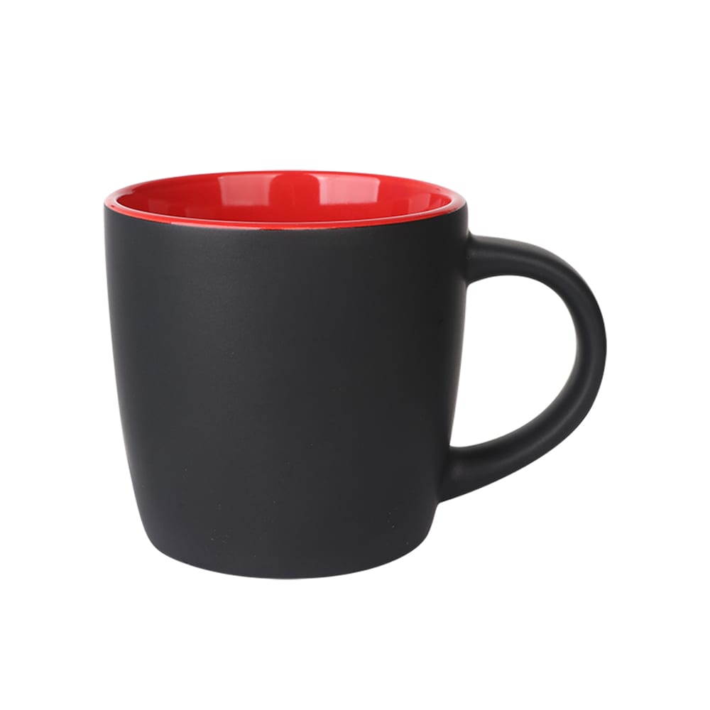 320ml Boston Ceramic Mug/Matte Black with Red