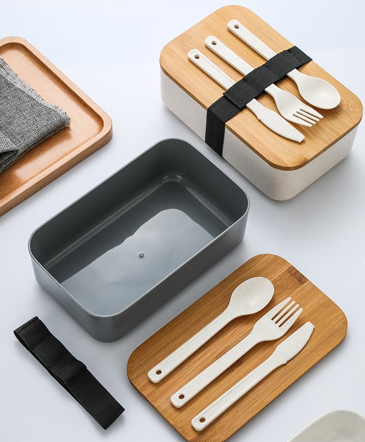 Wheat Straw Bento Lunch Box with Tableware Set