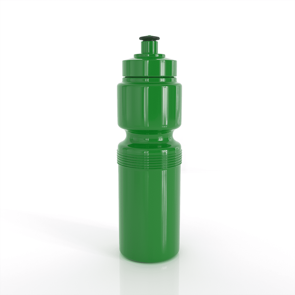 A green Mini Mi drink bottle, 450ml, featuring a simple design and a screw-on lid with a logo.