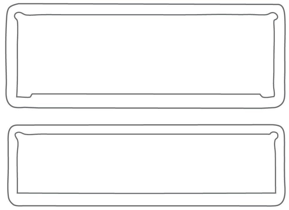 Two outline designs of rectangular surrounds, featuring a simple border with rounded edges, in a neutral tone.