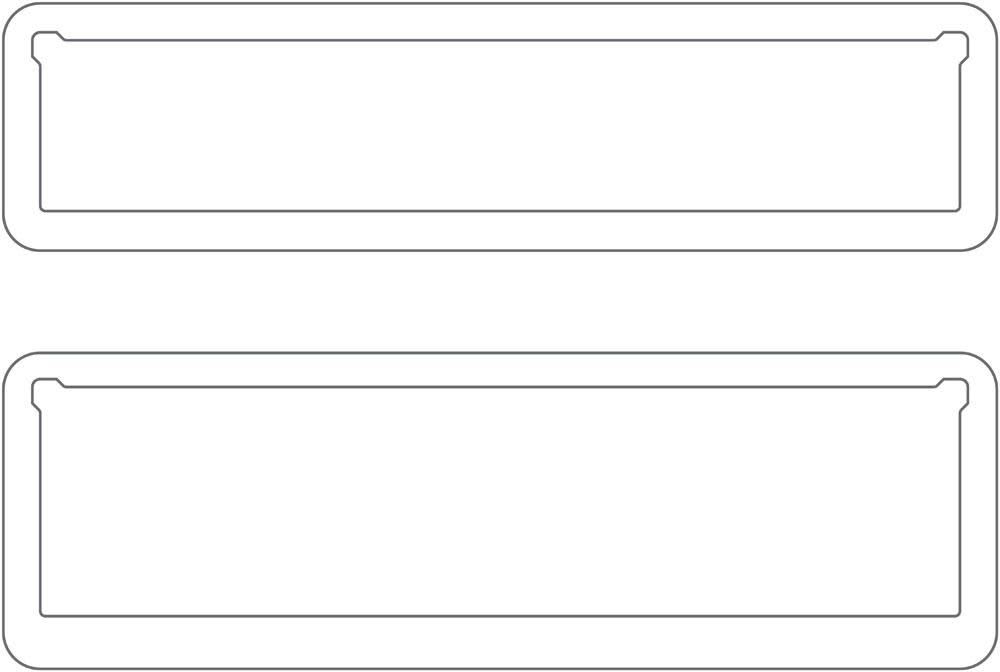 A blank template with two rectangular shapes, each with a cut-out detail along the top edges.