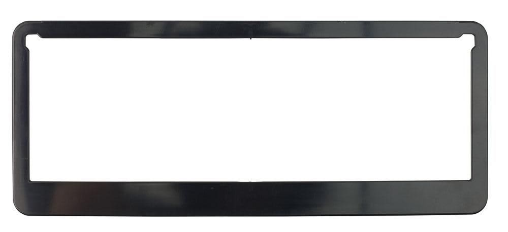 A black surround frame with a rectangular shape and open centre, featuring two notches on the sides.