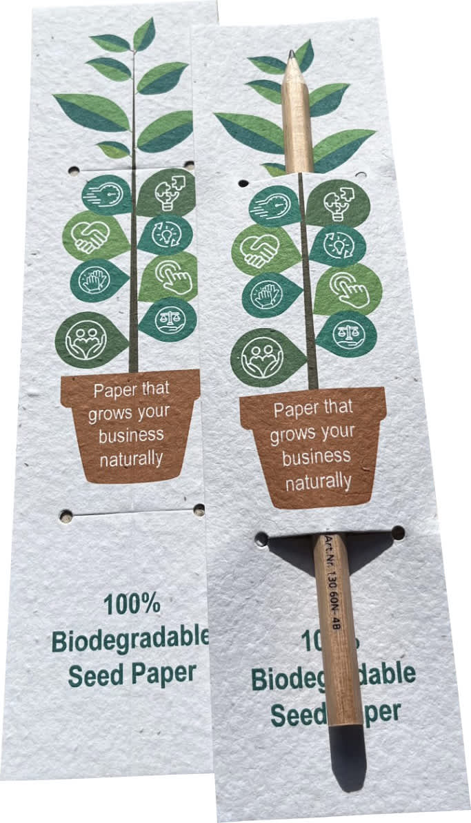 Seed Paper Bookmark & Pencil