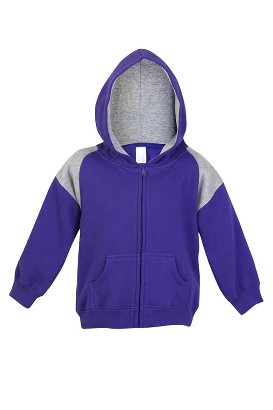 Kids Shoulder Contrast Panel Hoodies with Zipper