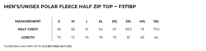 320gsm Men's / Unisex Polar Fleece Half Zip Top