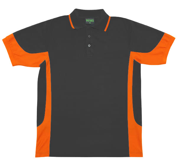 Mens Contrast Polo - P519HC Image Charcoal/Orange
