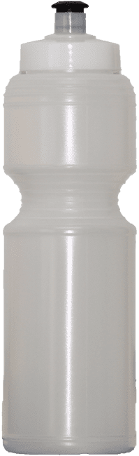 A drink bottle with a translucent design, featuring a black lid, has a capacity of 800ml and includes a logo.