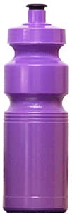 A drink bottle in purple, featuring a curved design and a sports lid. It has a logo on the side.