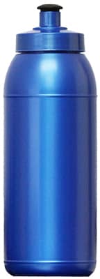 A drink bottle in vibrant blue, featuring a screw cap and a logo on the surface. Holds 600ml of liquid.