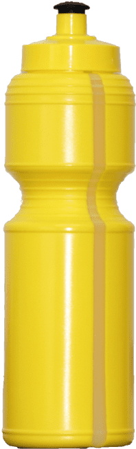A drink bottle in bright yellow, 800ml capacity, featuring a logo and a screw-top lid.