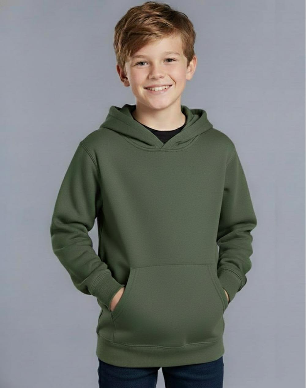 Kids' Close Front  Contrast Fleecy Hoodie