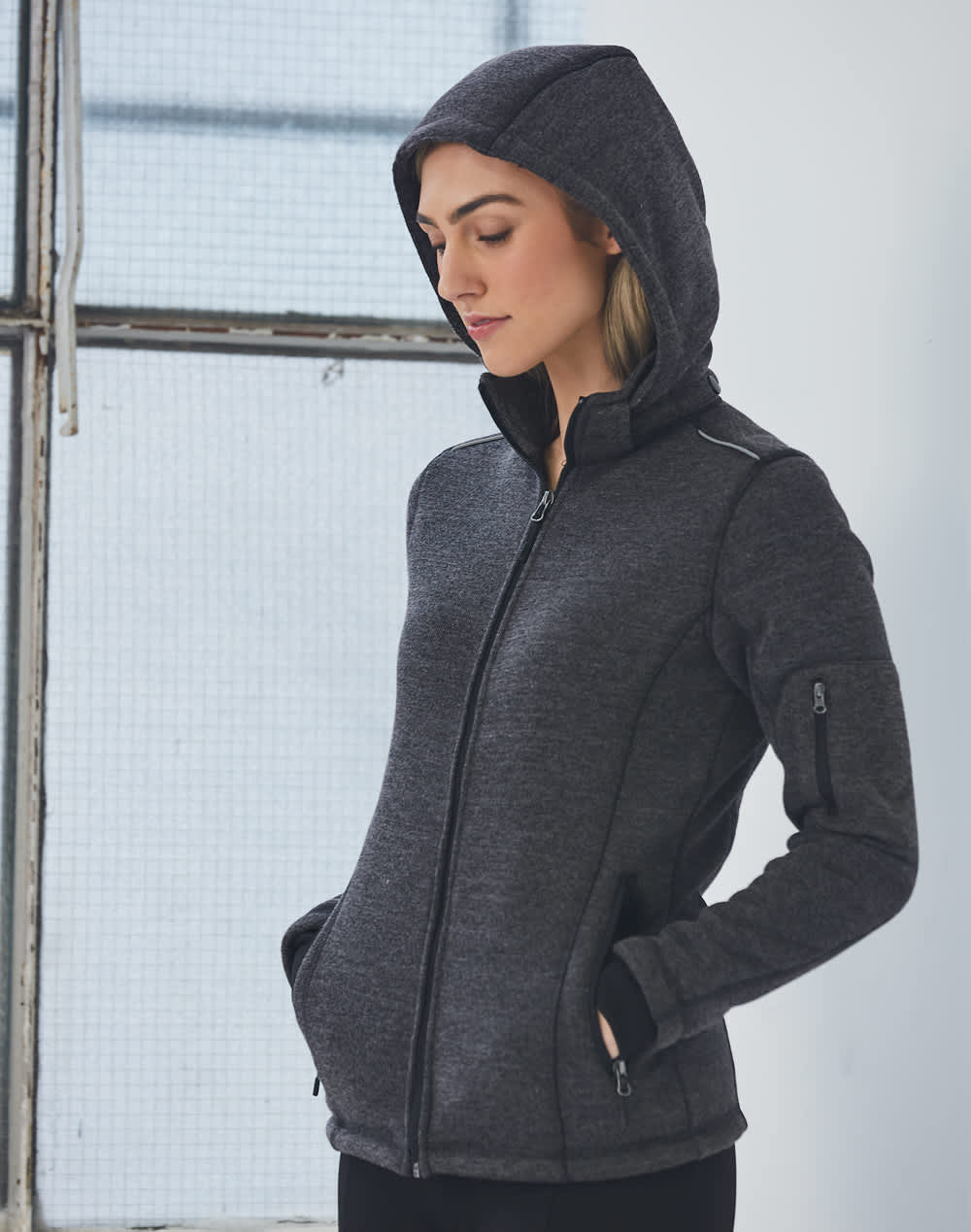 Ladies' Heather Bonded Fleece Jacket SH-JK42