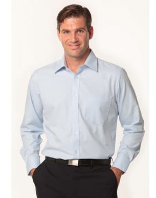 Men's Mini Herringbone Long Sleeve Shirt SH-M7112